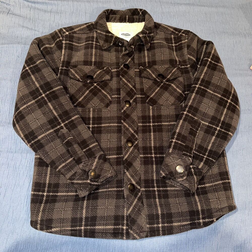Old Navy Boys S 6/7 Flannel Sherpa Lined Jacket